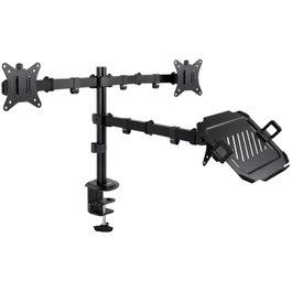 Tooq Soporte de Mesa para 2 Monitores (17''-32'') y 1 Portátil, Negro